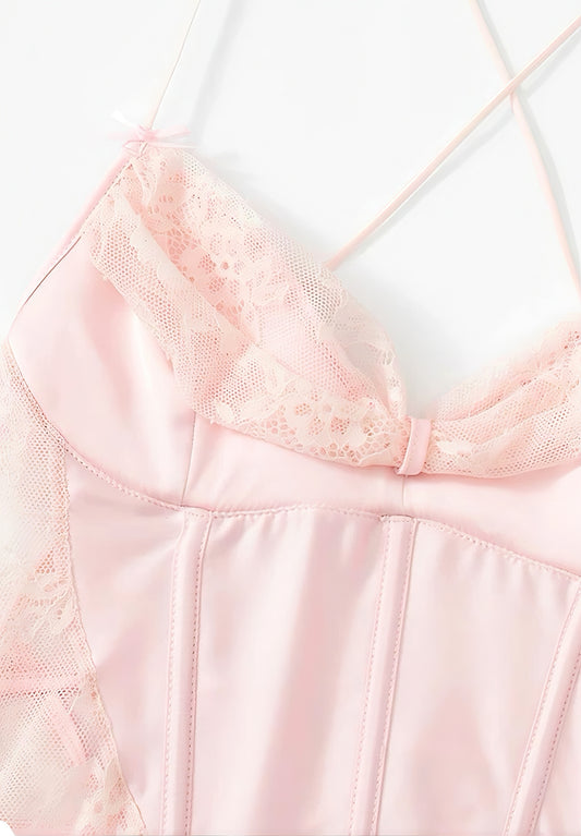 Rose Ruffle Satin Nightdress