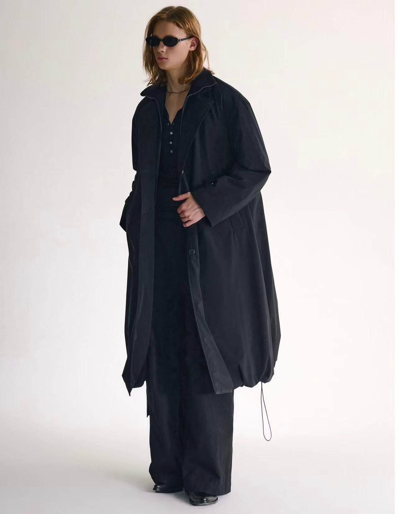 Faux-Layered Long Down Coat