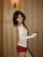 Off-Shoulder Draped Knit Top