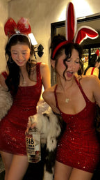 Crystal Mesh Halter Bodycon Dress