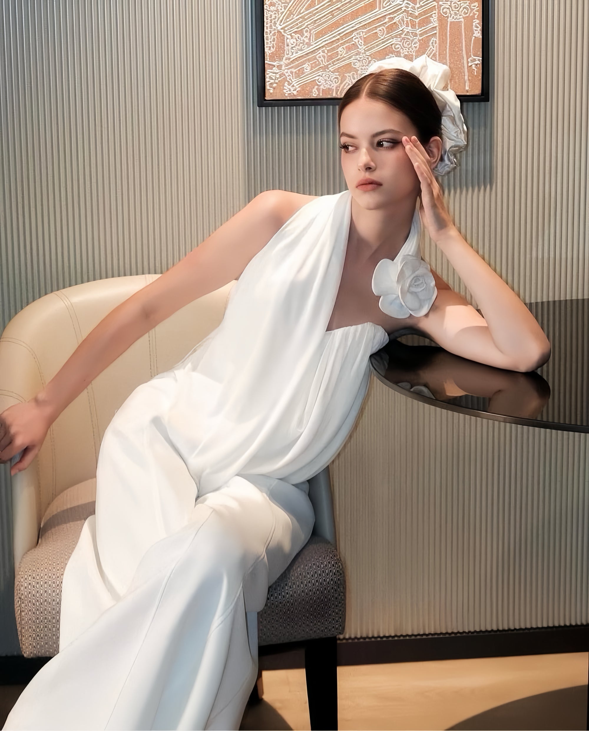 Draped One-Shoulder Petal Top