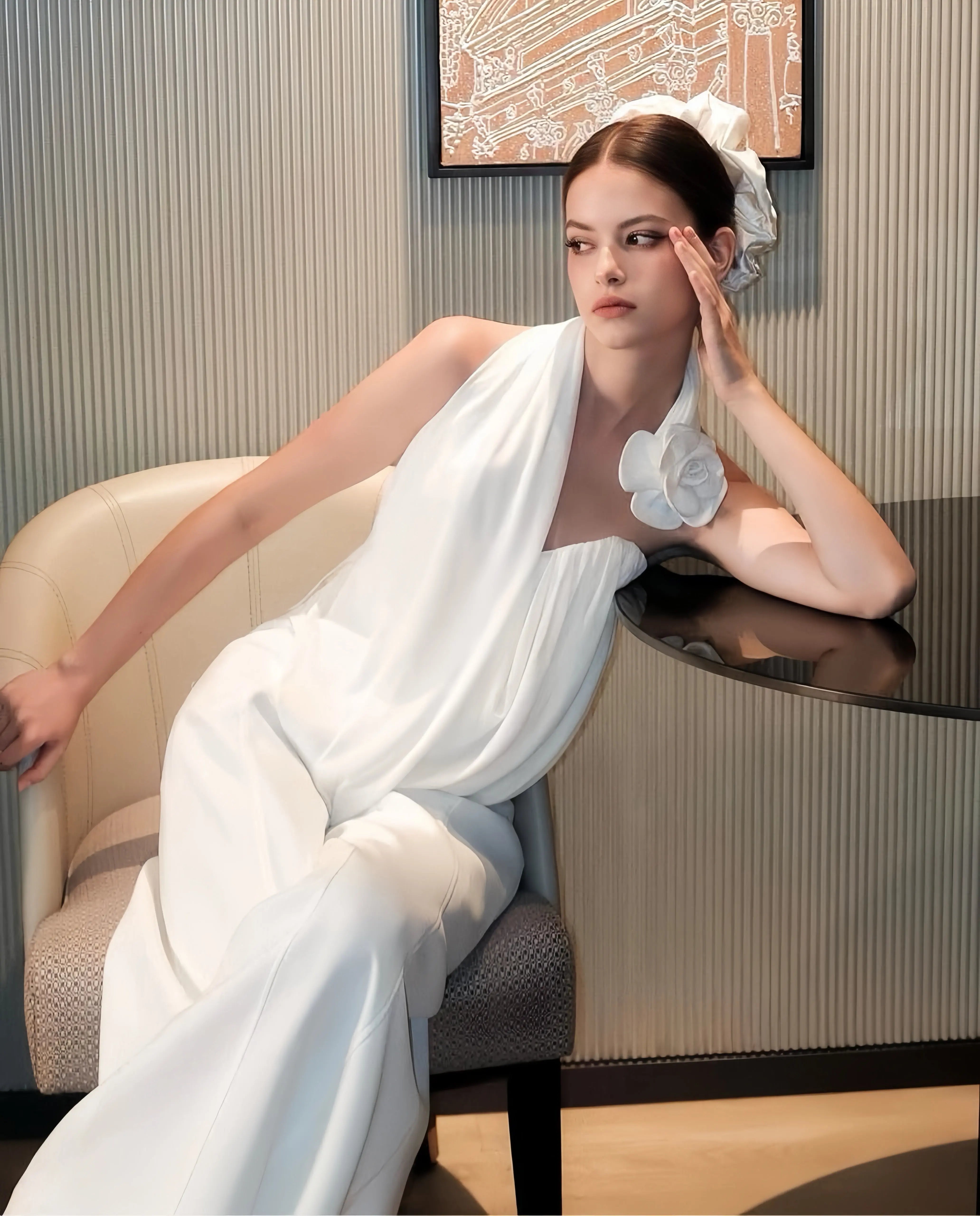 Draped One-Shoulder Petal Top - Velanocta