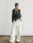 Merino Twist-Front Striped Knit Top