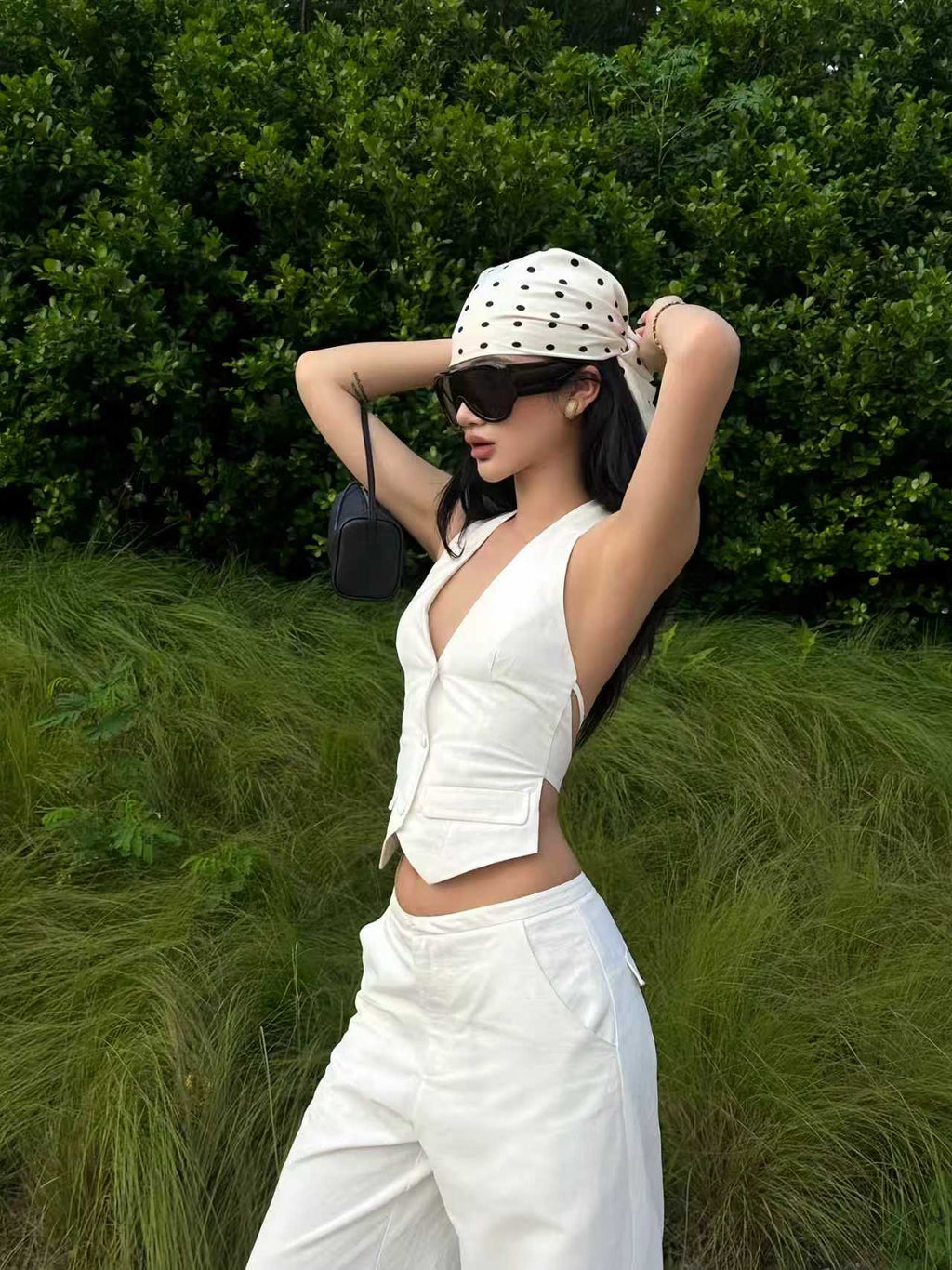 Tailored Halter Vest & Wide-Leg Trousers Set