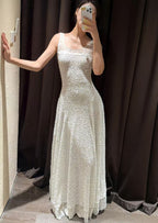 Embellished Lace Scoop-Neck Maxi Dress