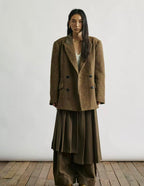 Wool-Blend Structured T-Shaped Blazer Coat