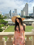 Printed Halter Neck Backless Maxi Dress