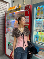 Leopard Faux-Fur Tie-Front Cropped Jacket