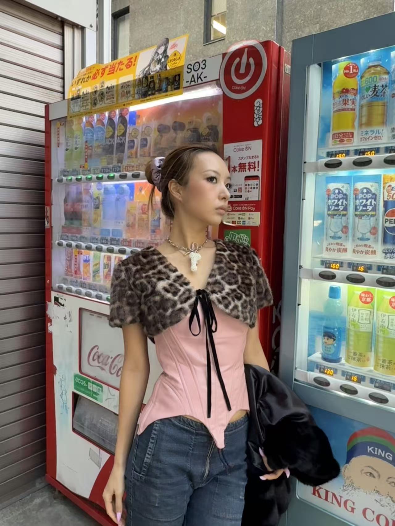 Leopard Faux-Fur Tie-Front Cropped Jacket