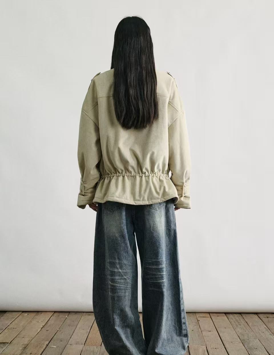 Suede Shield Drawstring Jacket