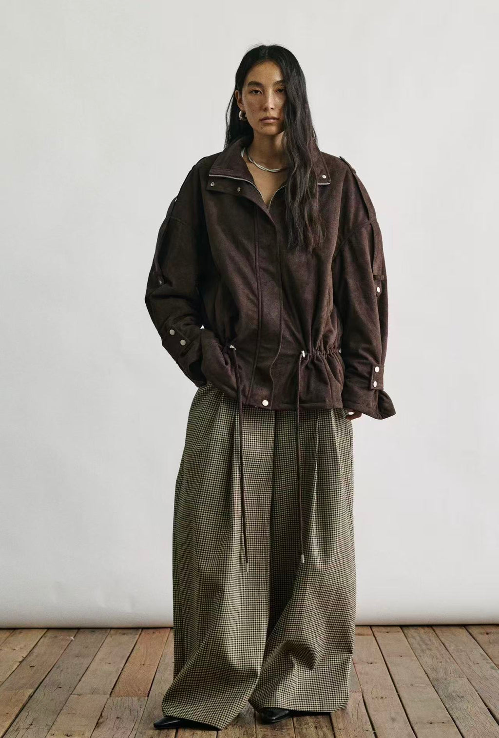 Suede Shield Drawstring Jacket