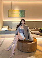 French Houndstooth Bustier Top