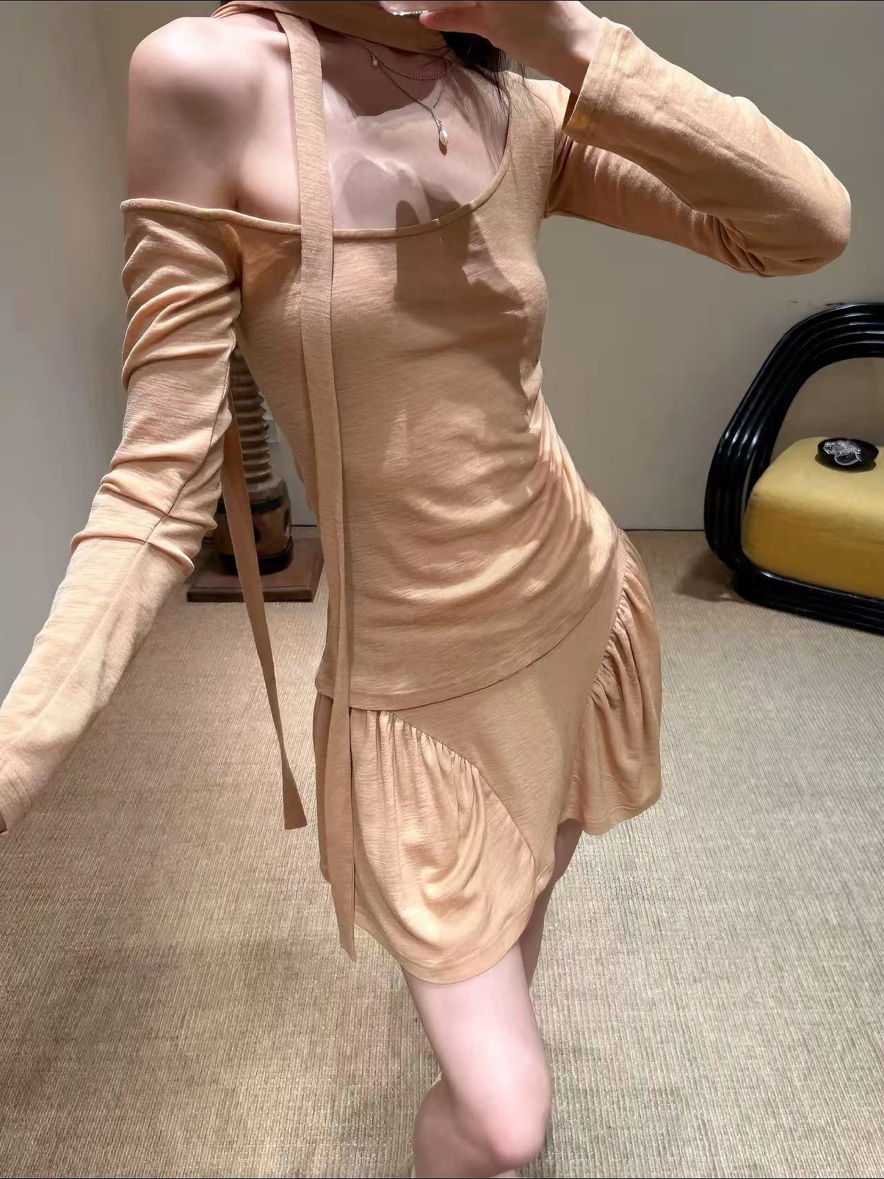 Asymmetric Off-Shoulder Knit Set