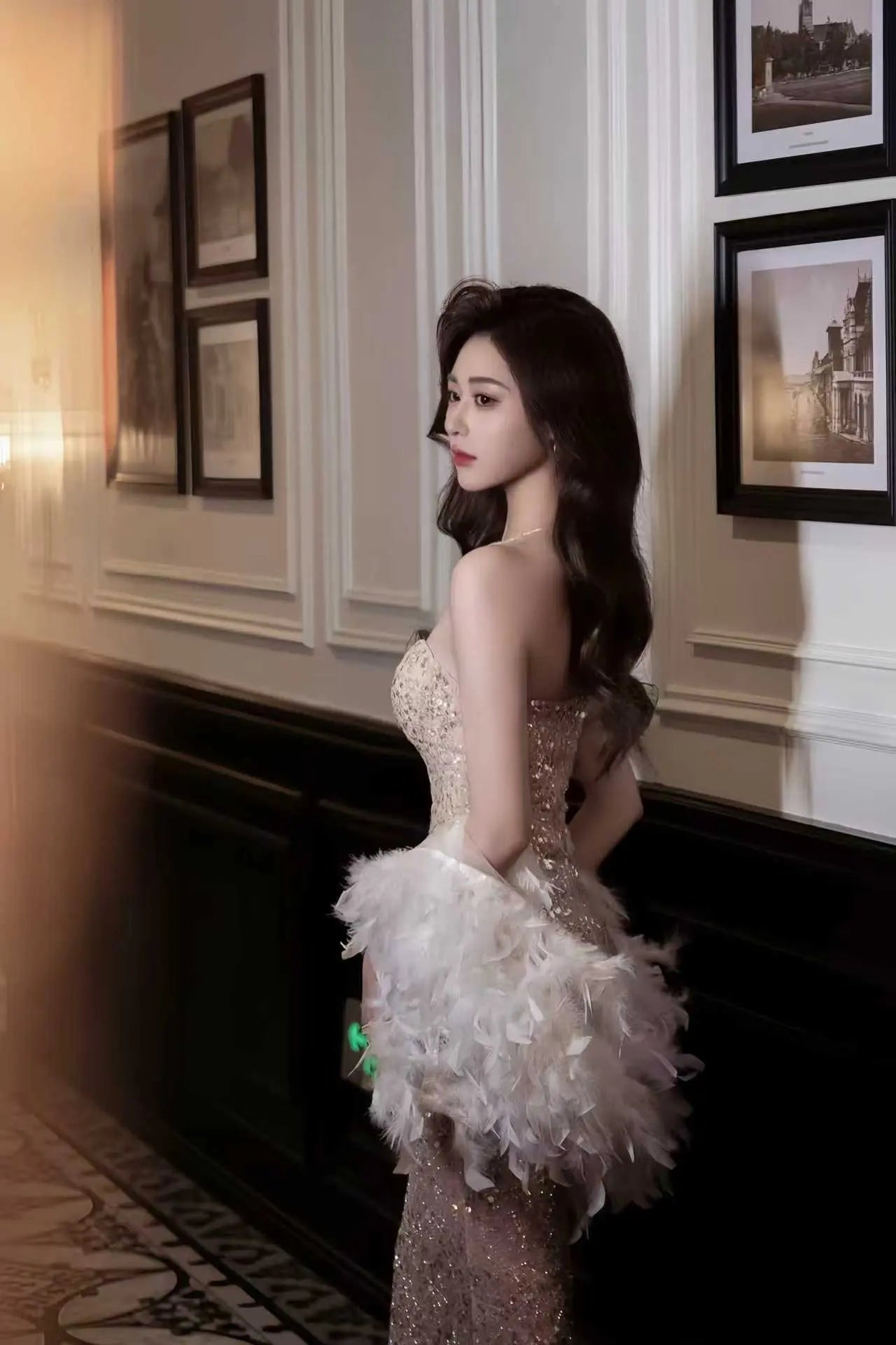 Gold Sequin Strapless Mermaid Evening Gown - Velanocta