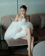 Bloom-Sculpt Tulle Off-Shoulder Dress