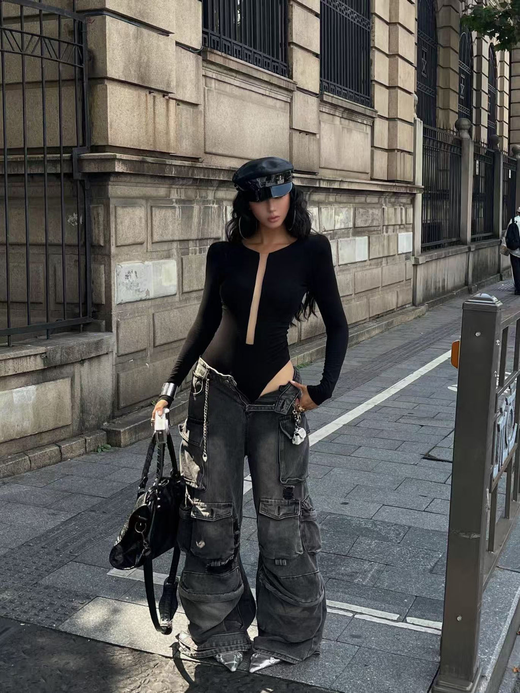 Sheer Panel Fitted Bodysuit