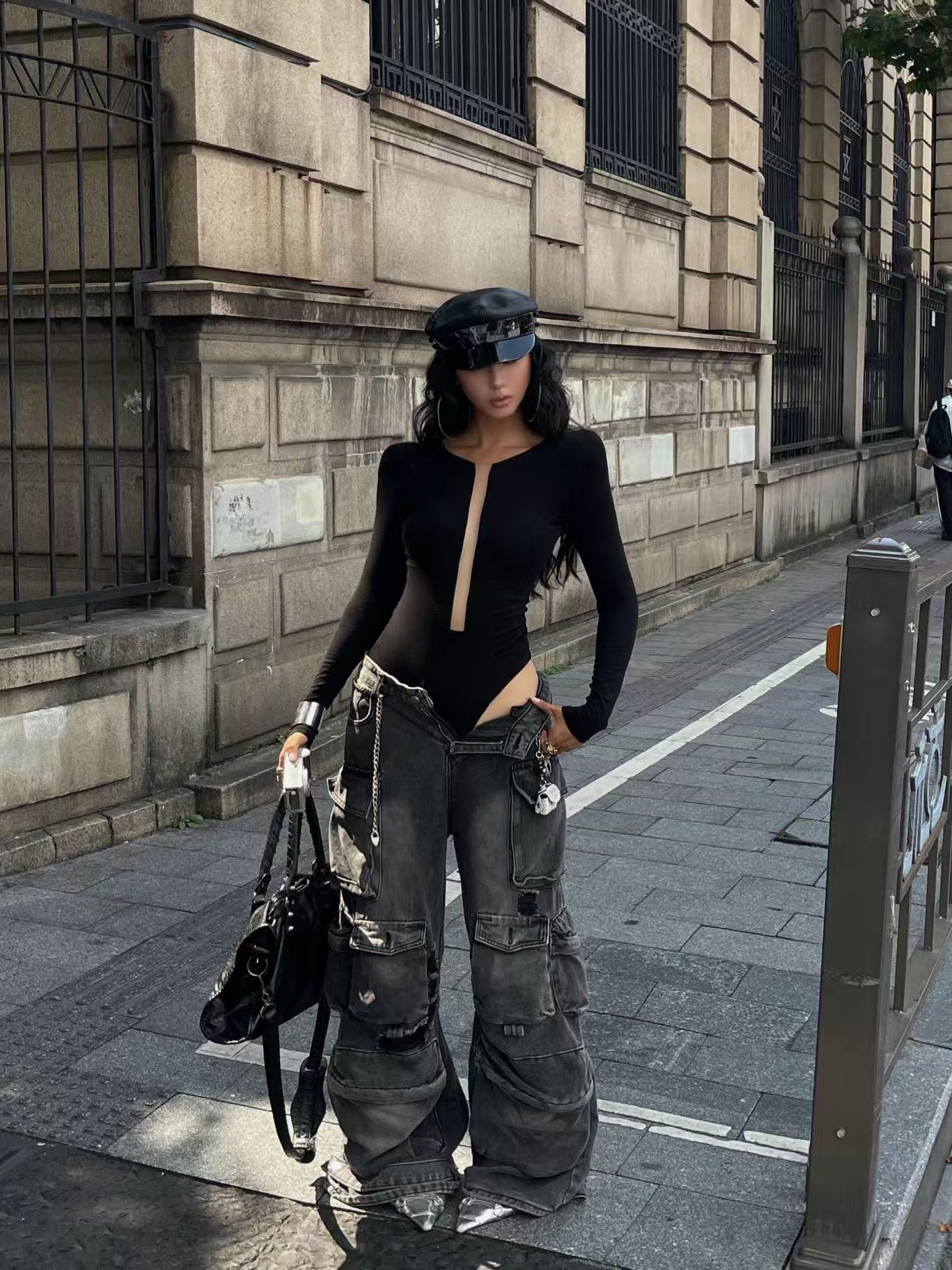 Sheer Panel Fitted Bodysuit