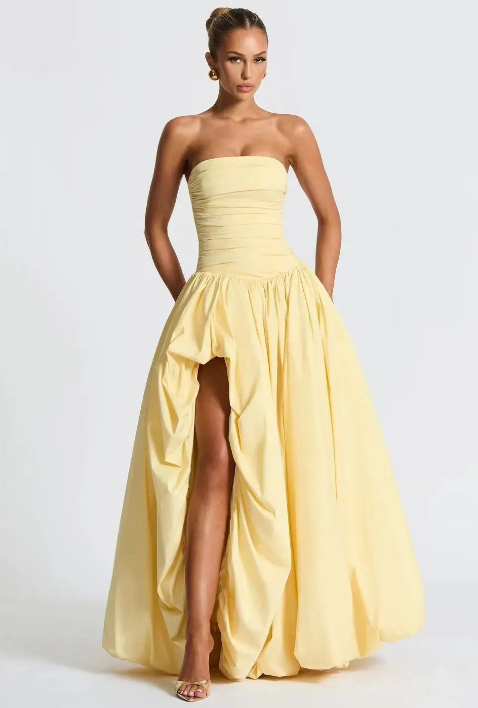 Embroidered Mesh Strap Maxi Dress - Velanocta