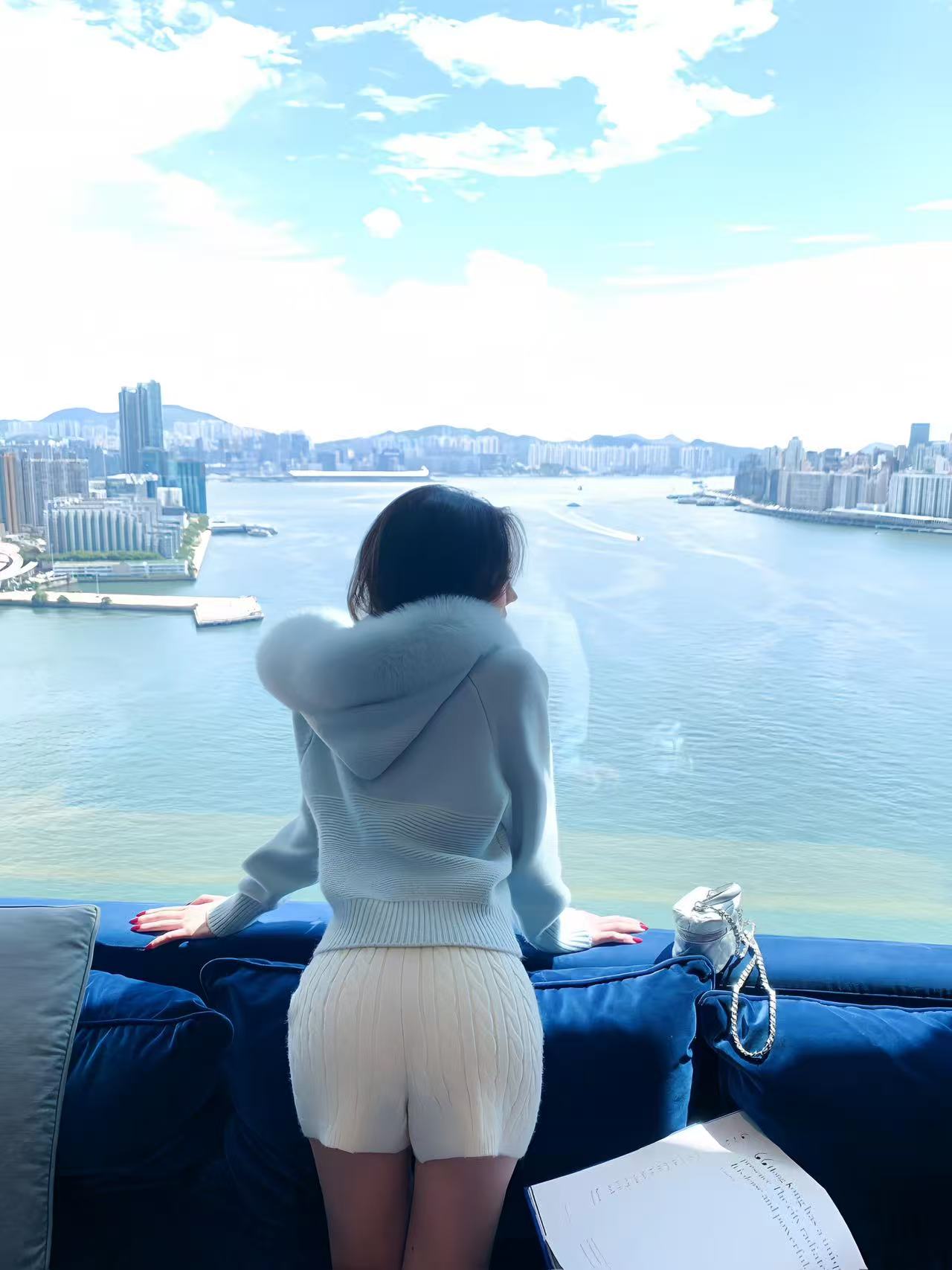 Fur-Trim Hooded Knit Top