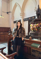 Short-Sleeve Faux Fur Cropped Jacket