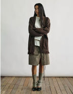 Openwork Fringe Paper-Yarn Cardigan