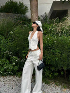 Tailored Halter Vest & Wide-Leg Trousers Set