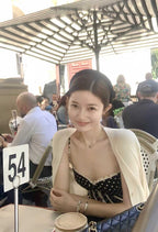 Polka Dot Lace-Trim Corset Cami Top