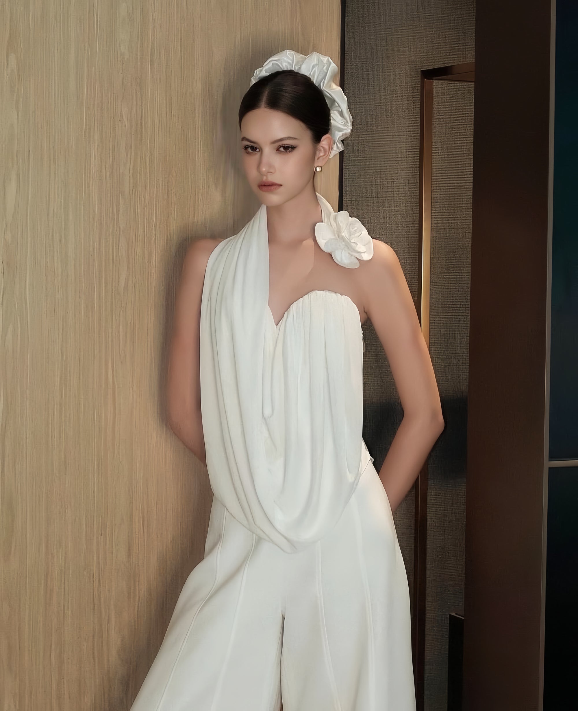 Draped One-Shoulder Petal Top