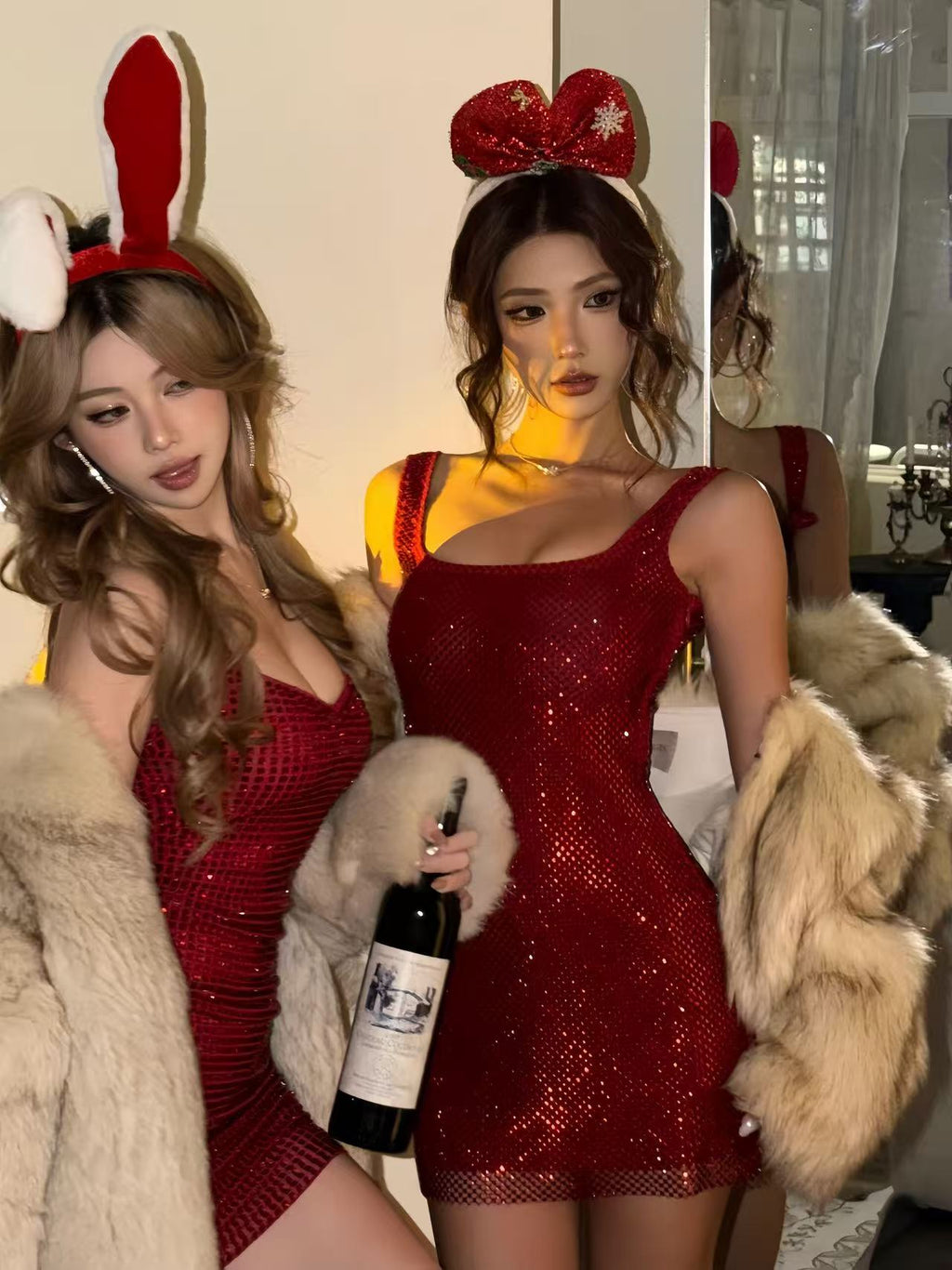 Champagne Sequin Mini Dress