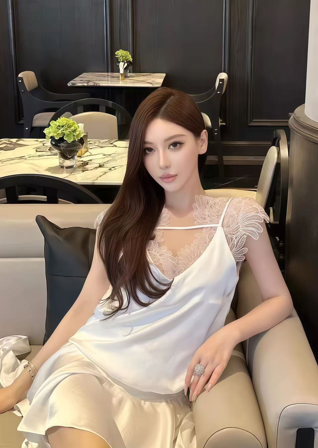 Lace Trim Satin Three-Piece Set