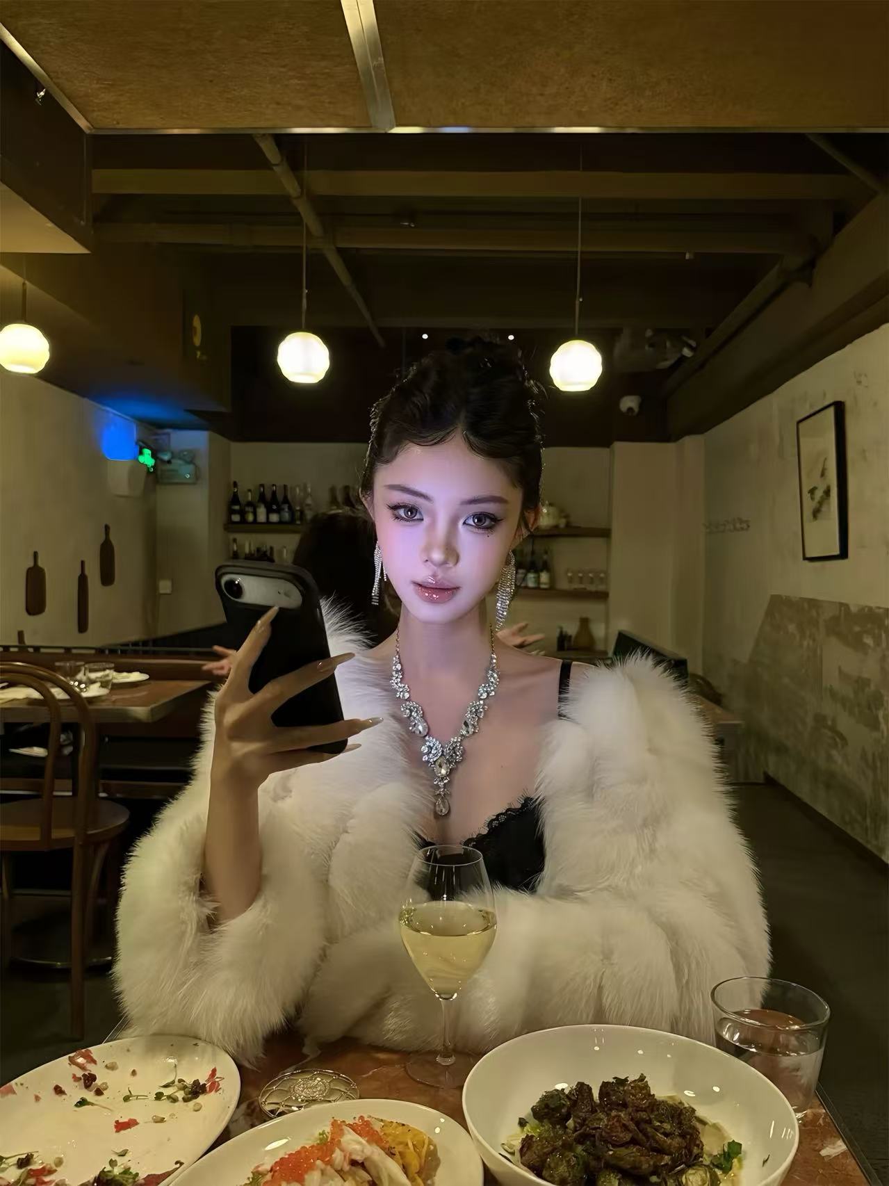 Ivory V-Neck Luxe Fox Fur Coat with Oversized Sleeves — SAGA Certified