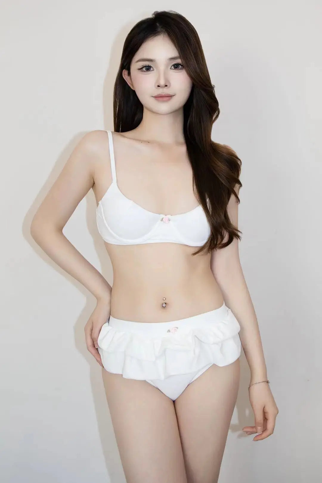 Snow Petal Ruffle Bikini Set - Velanocta