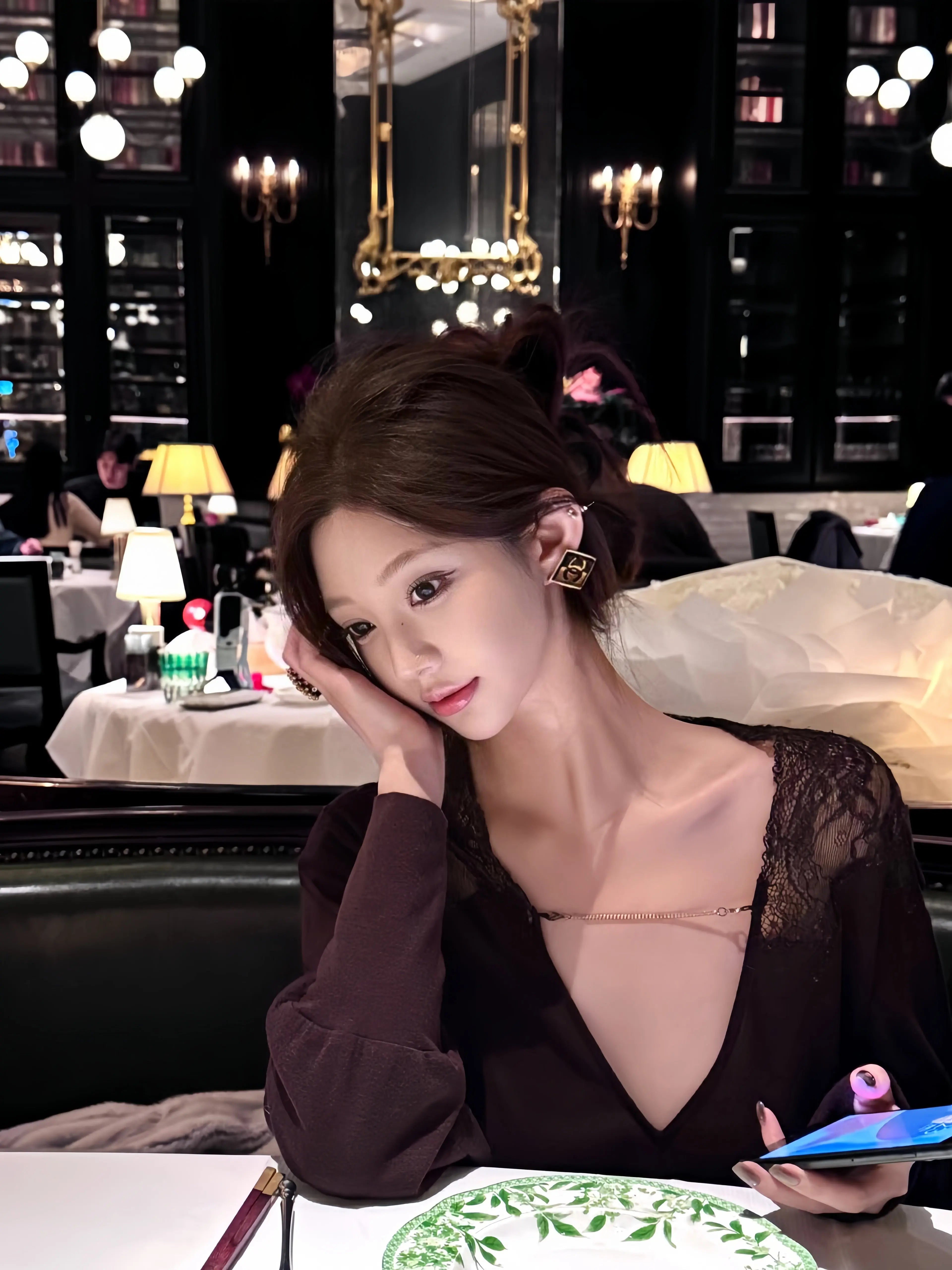 Lace Trim Reversible Knit Top and Maxi Skirt Set - Velanocta