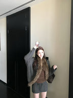 Merino Wool Coat with Oversized Mink-Feel Collar