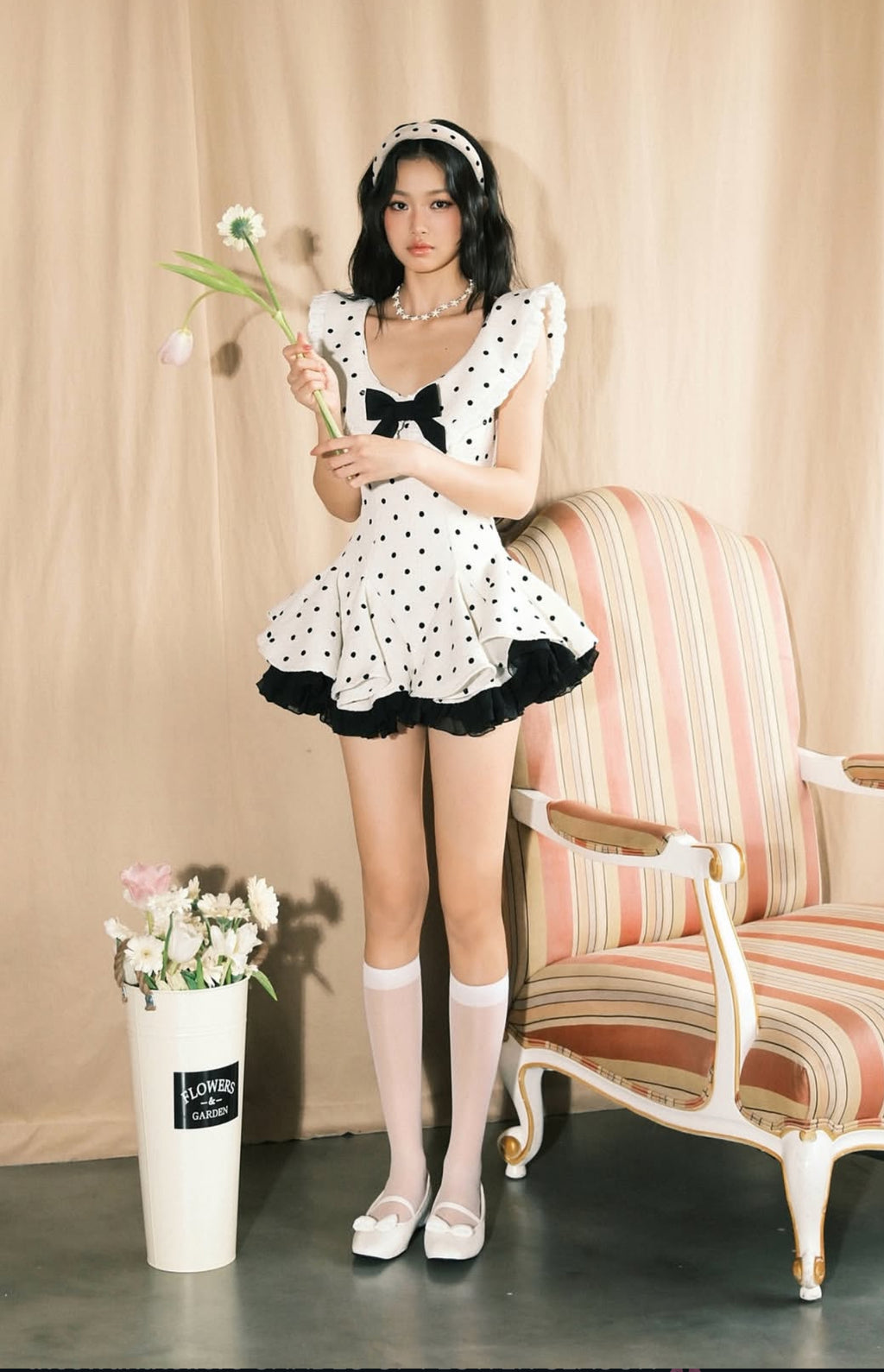 Polka-Dot Ruffle Mini Dress