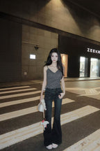 Soft-Contour Flared Denim Pants