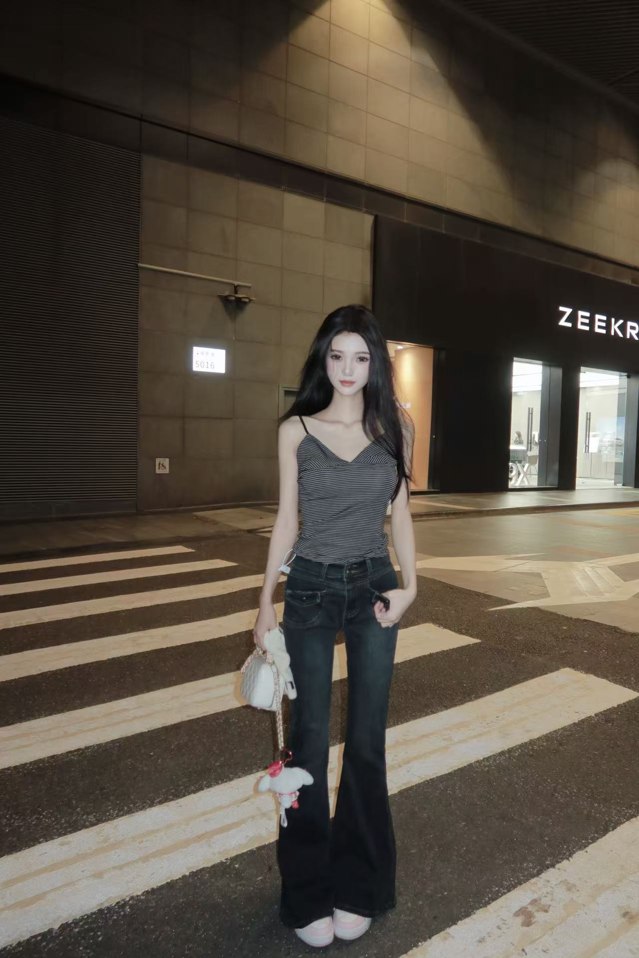 Soft-Contour Flared Denim Pants