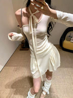 Asymmetric Off-Shoulder Knit Set