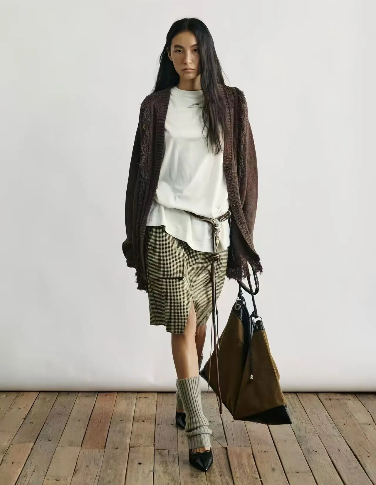 Cotton Blend Fringe Knit Cardigan - Velanocta