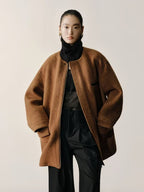 Wool Belted Coat with Faux Fur Collar