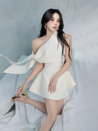 Asymmetric Sculpted A-Line Mini Dress