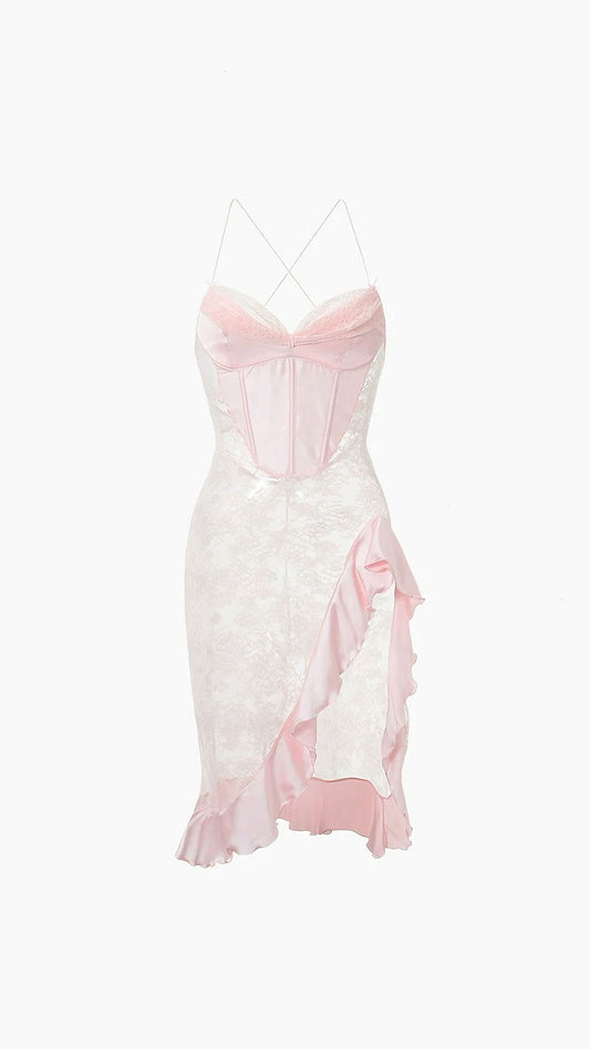 Rose Ruffle Satin Nightdress
