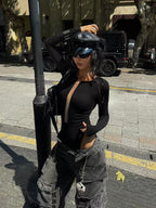 Sheer Panel Fitted Bodysuit