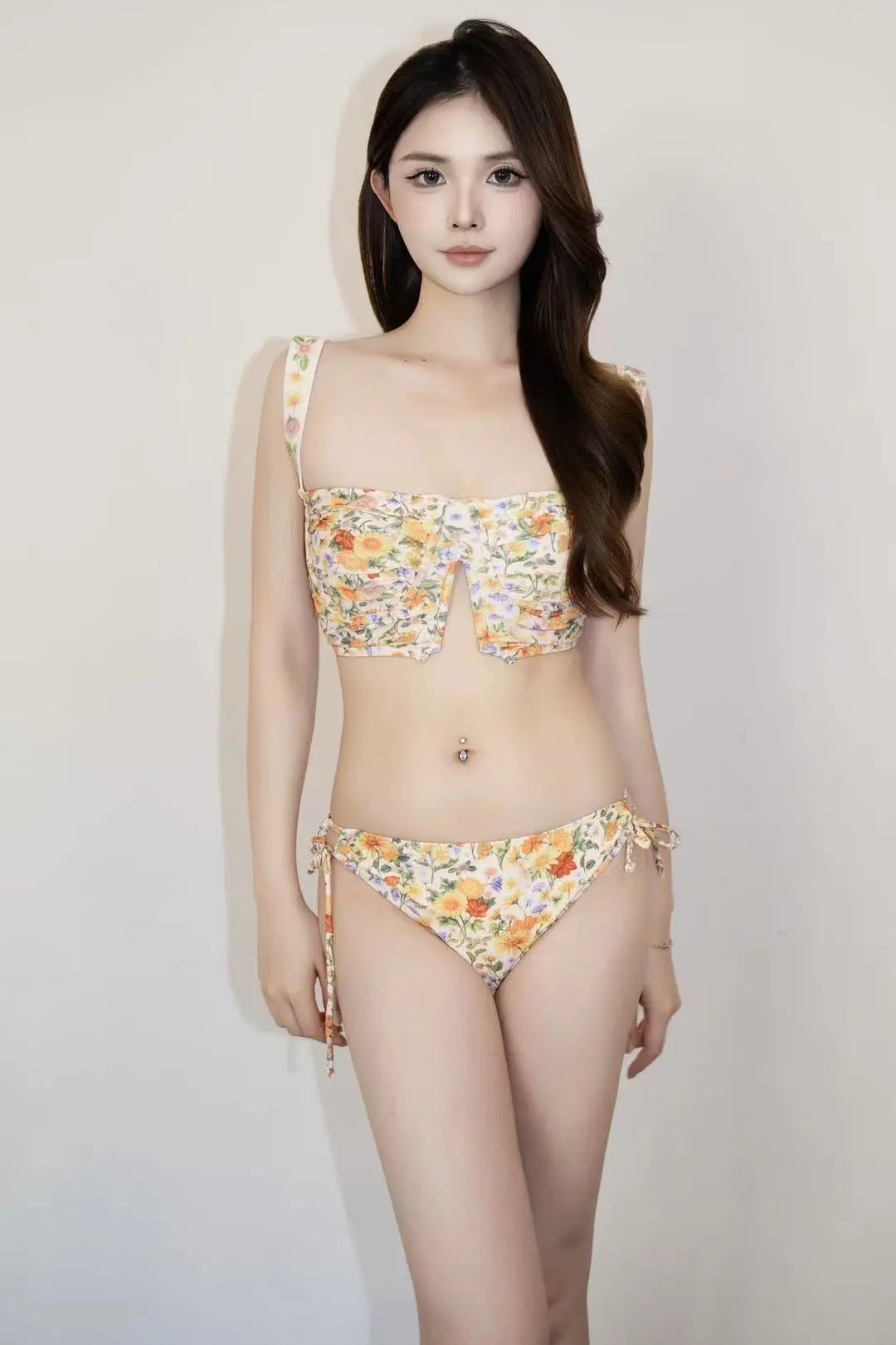 Floral Bikini Corset Style Set - Velanocta