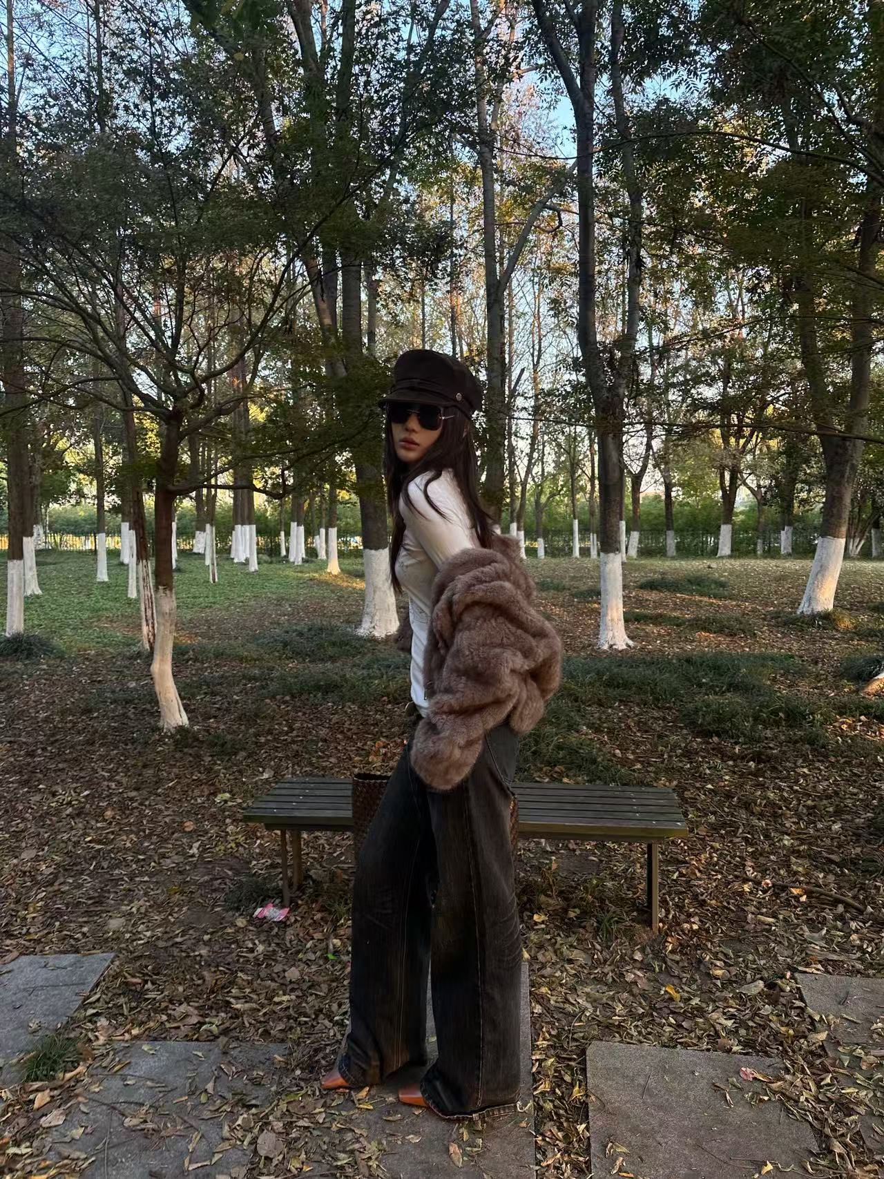 Velvet-Feel Faux Rabbit Fur Jacket