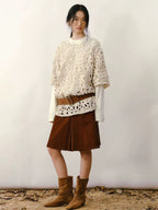 Embroidered Cut-Out Down Shirt Jacket