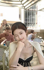 Polka Dot Lace-Trim Corset Cami Top