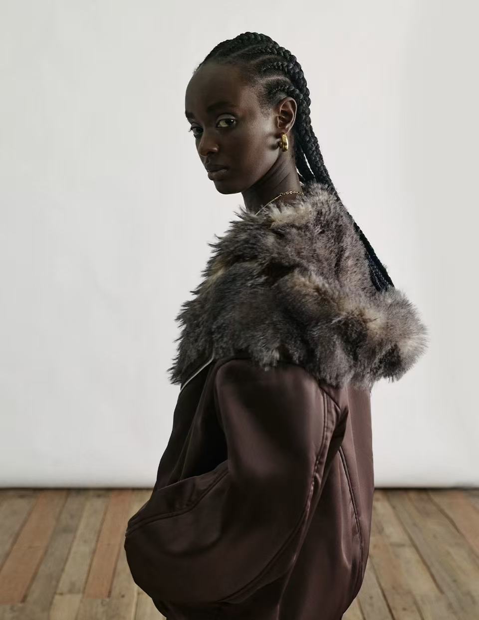 Hooded Faux Fur Panel Jacket