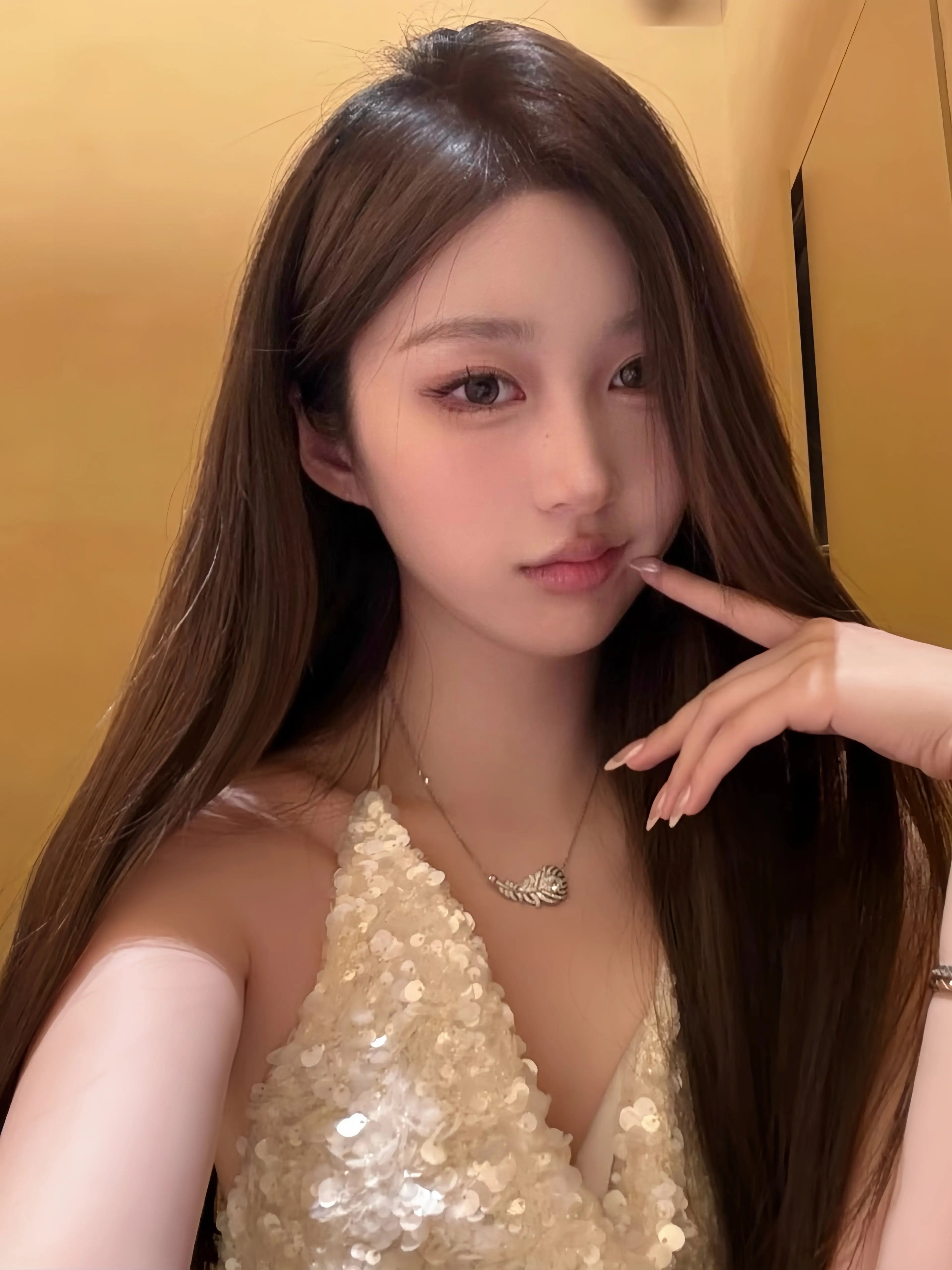 Champagne Cowl Neck Sequin Halter Top - Velanocta