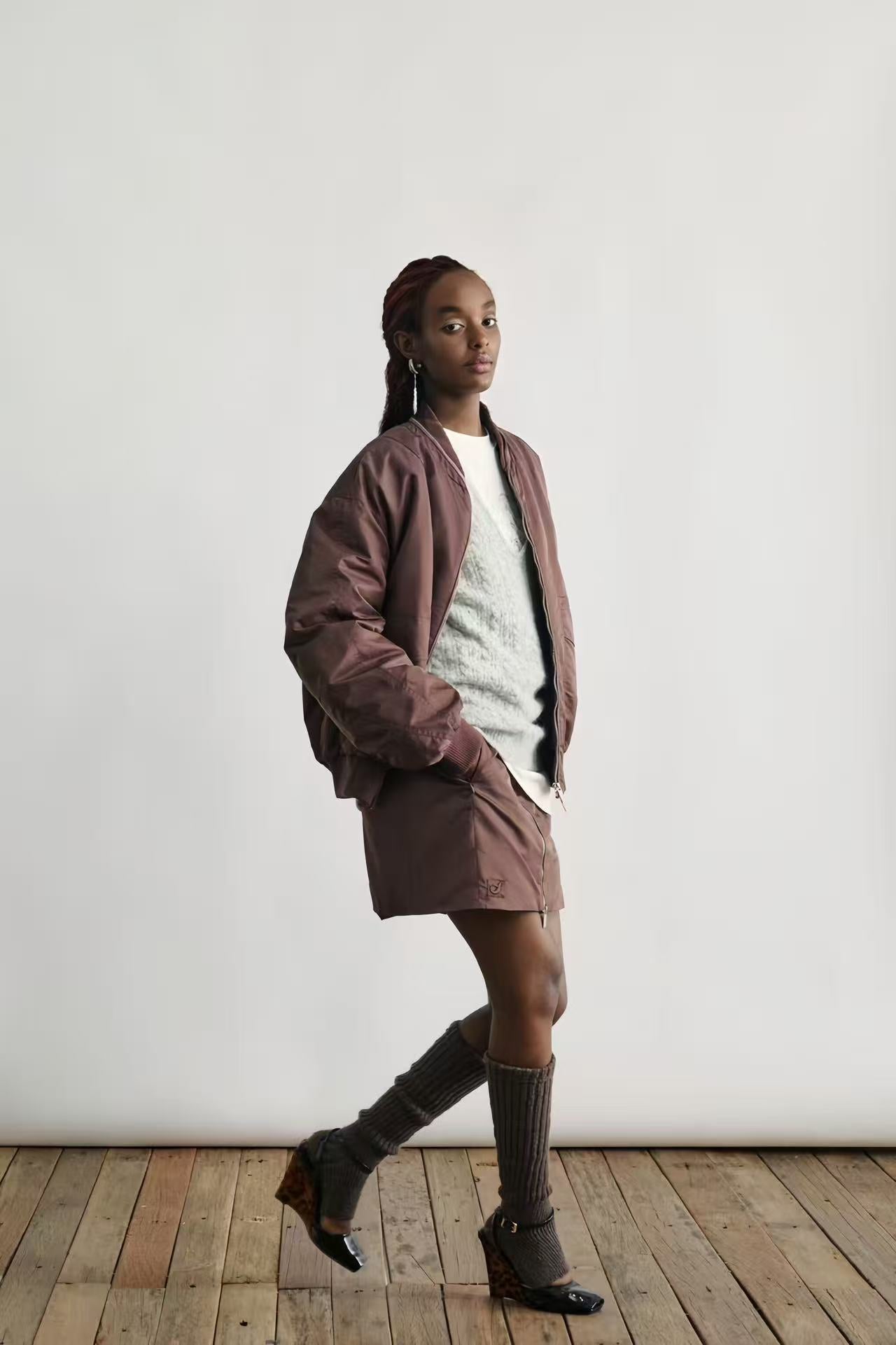 Collarless Puffer Bomber Jacke